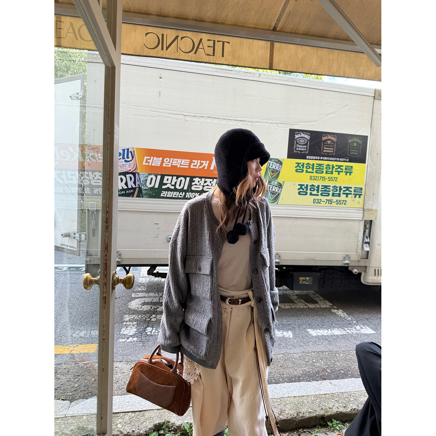 LelyMooch ヴィンテージ絞り編みニットジャケット　LEM263