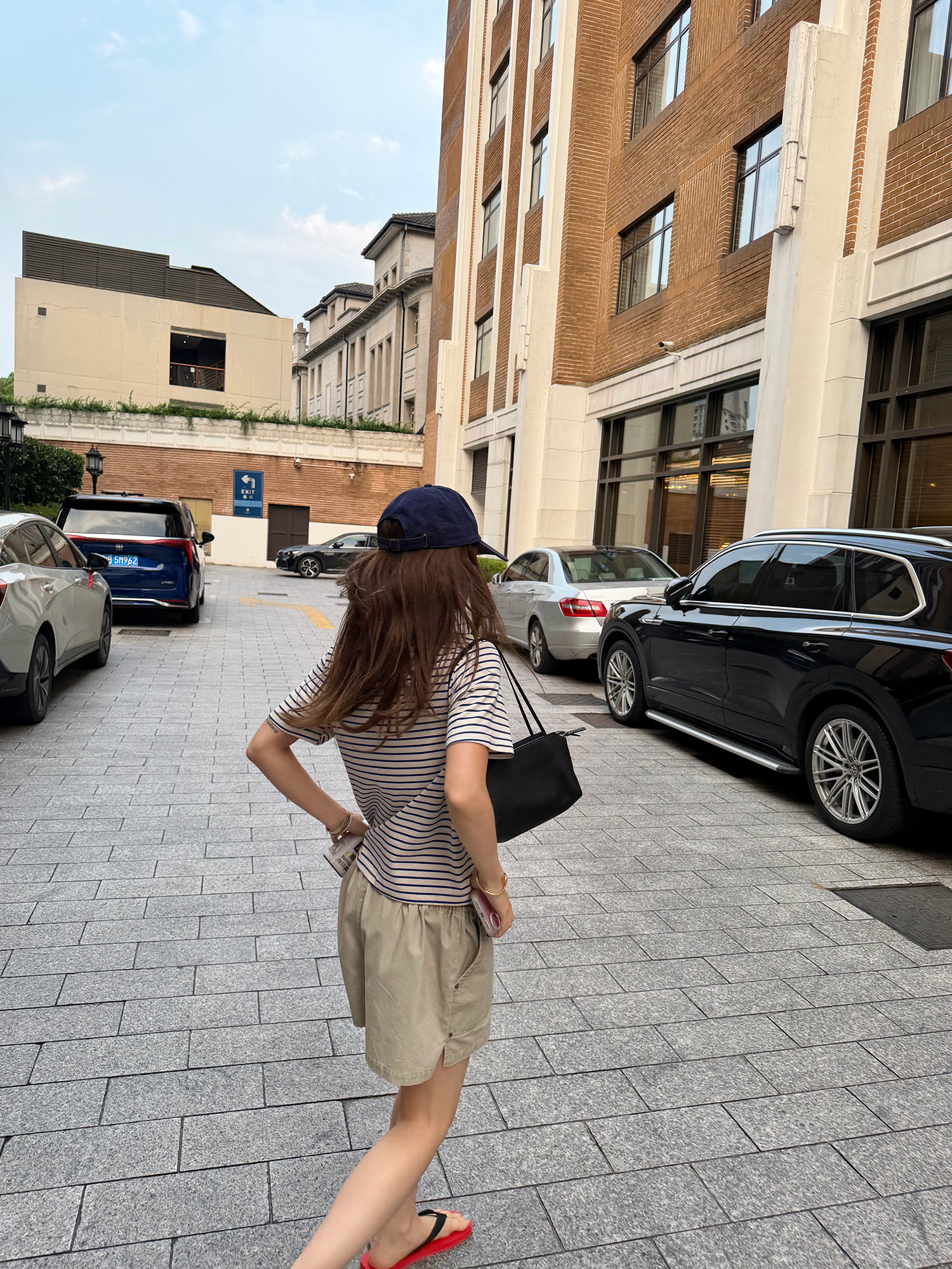 LelyMooch 細ボーダー 配色リブTシャツ  LEM380
