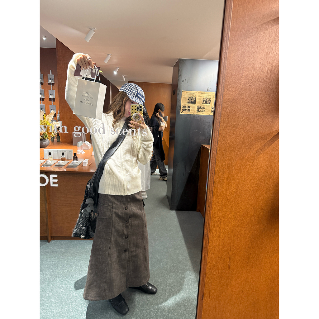 LelyMooch ウール100% ケーブルジップハイネックニット  LEM260