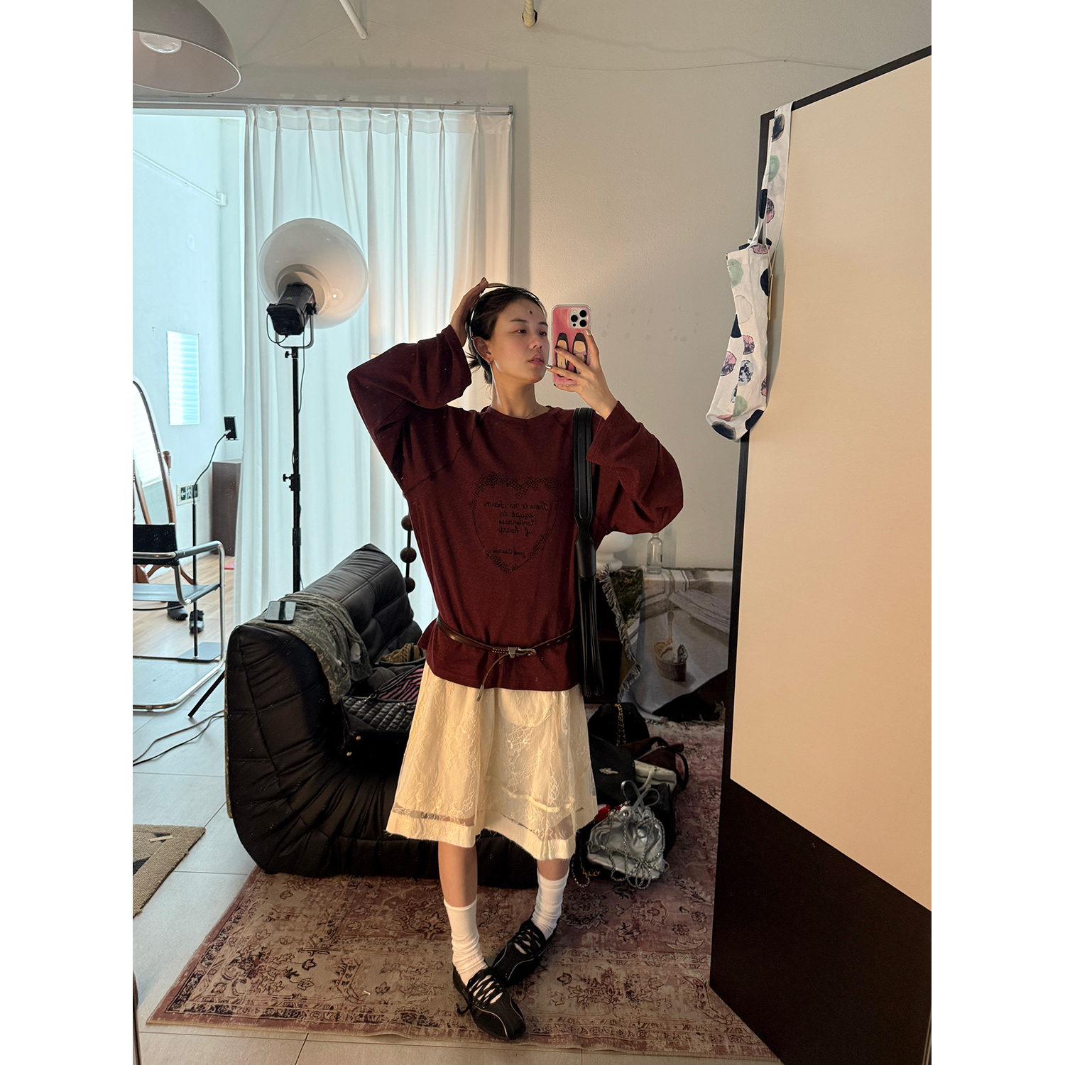 LelyMooch 刺繍ハートのベロアロンT　LEM241