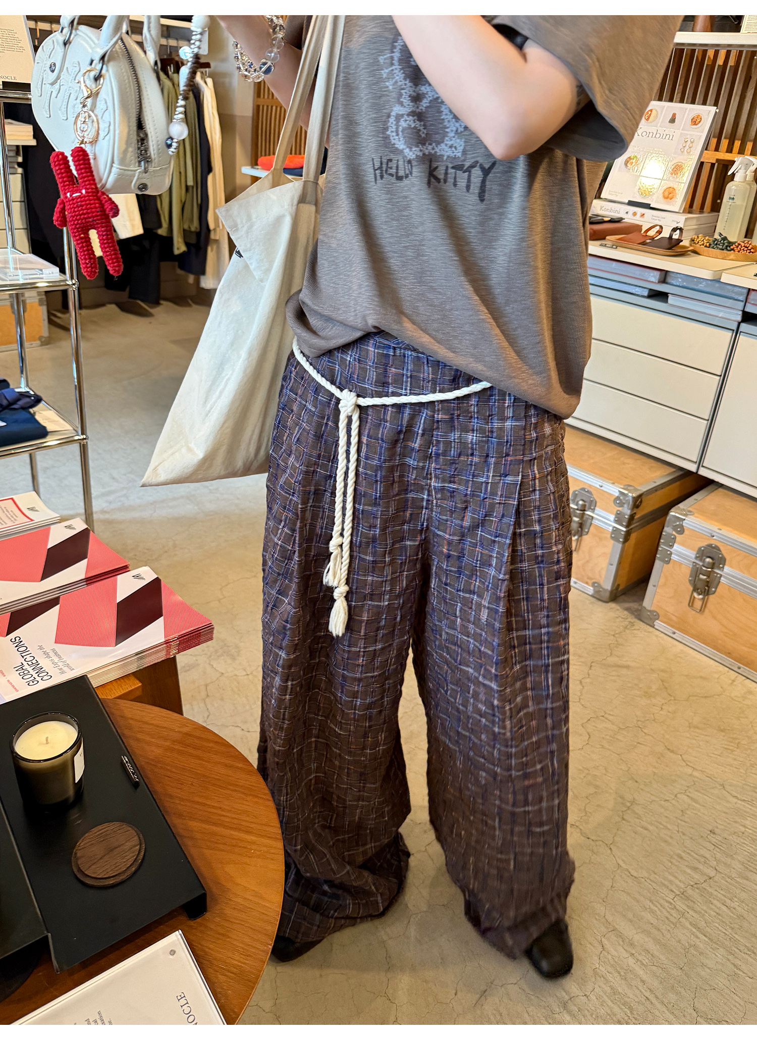 LelyMooch 1年中使える！ヴィンテージ風ワイドパンツ  LEM186