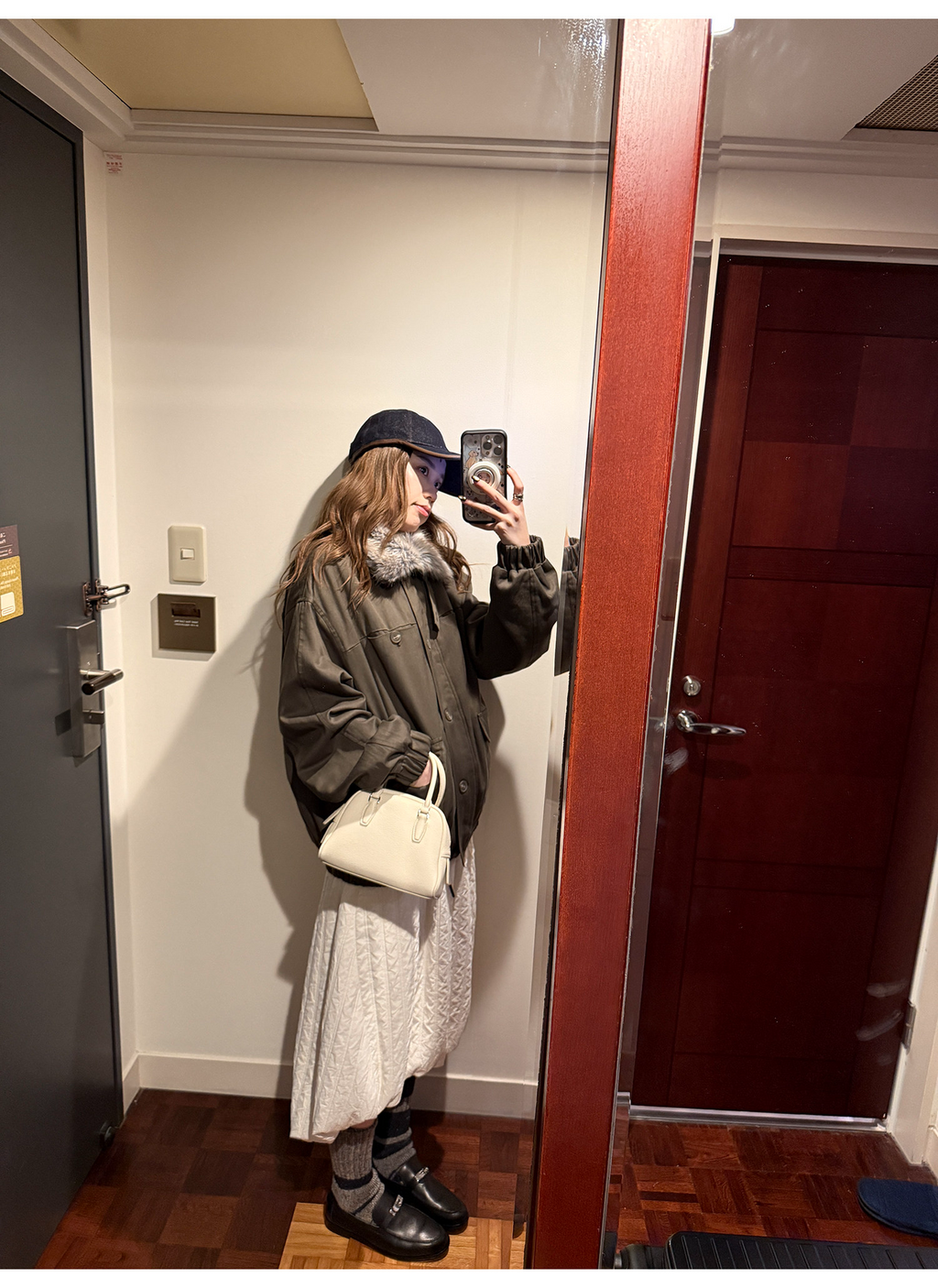 LelyMooch ドロスト ロングスカート シワ感素材 前後差  LEM288