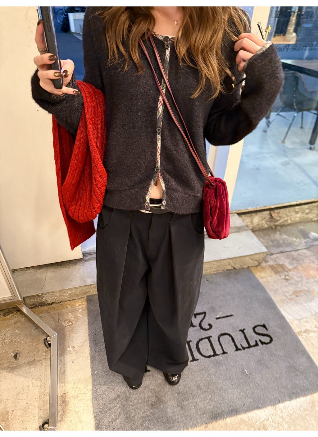 LelyMooch チェック柄パイピング ニット  LEM293