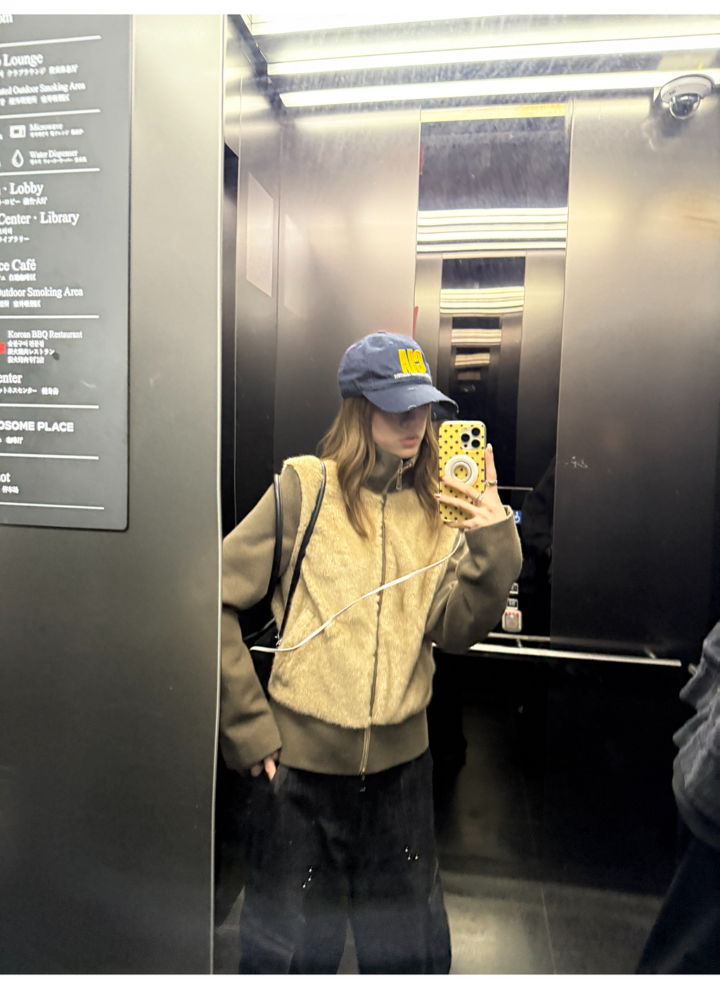 LelyMooch フェイクファー切り替え立ち襟コート  LEM252