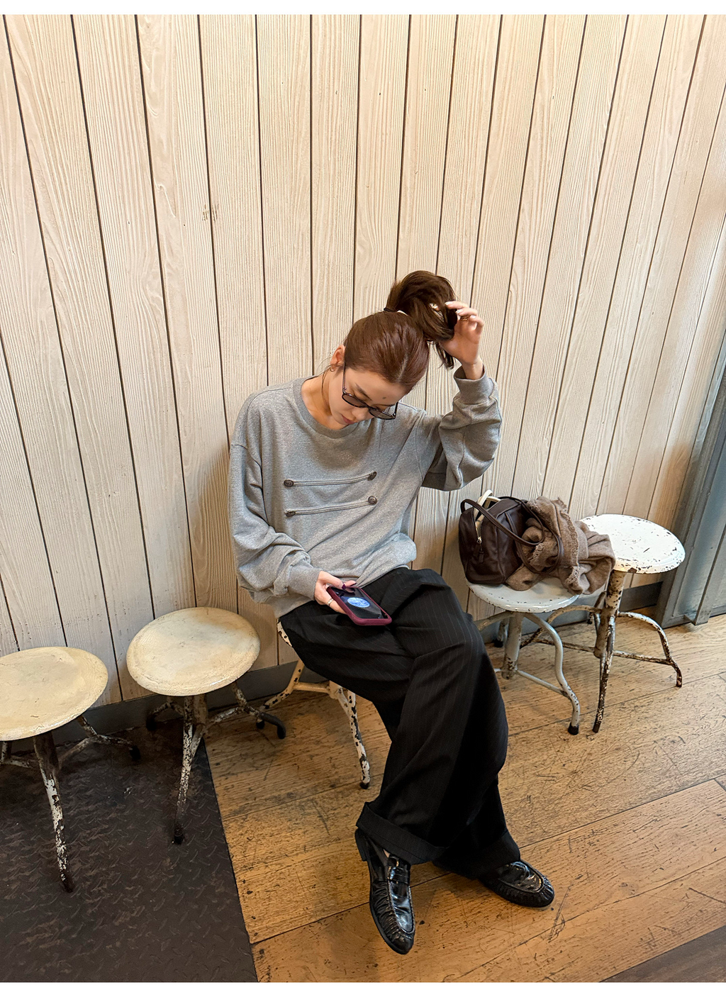 LelyMoochナポレオン風 金属ボタン付きスウェット  LEM438