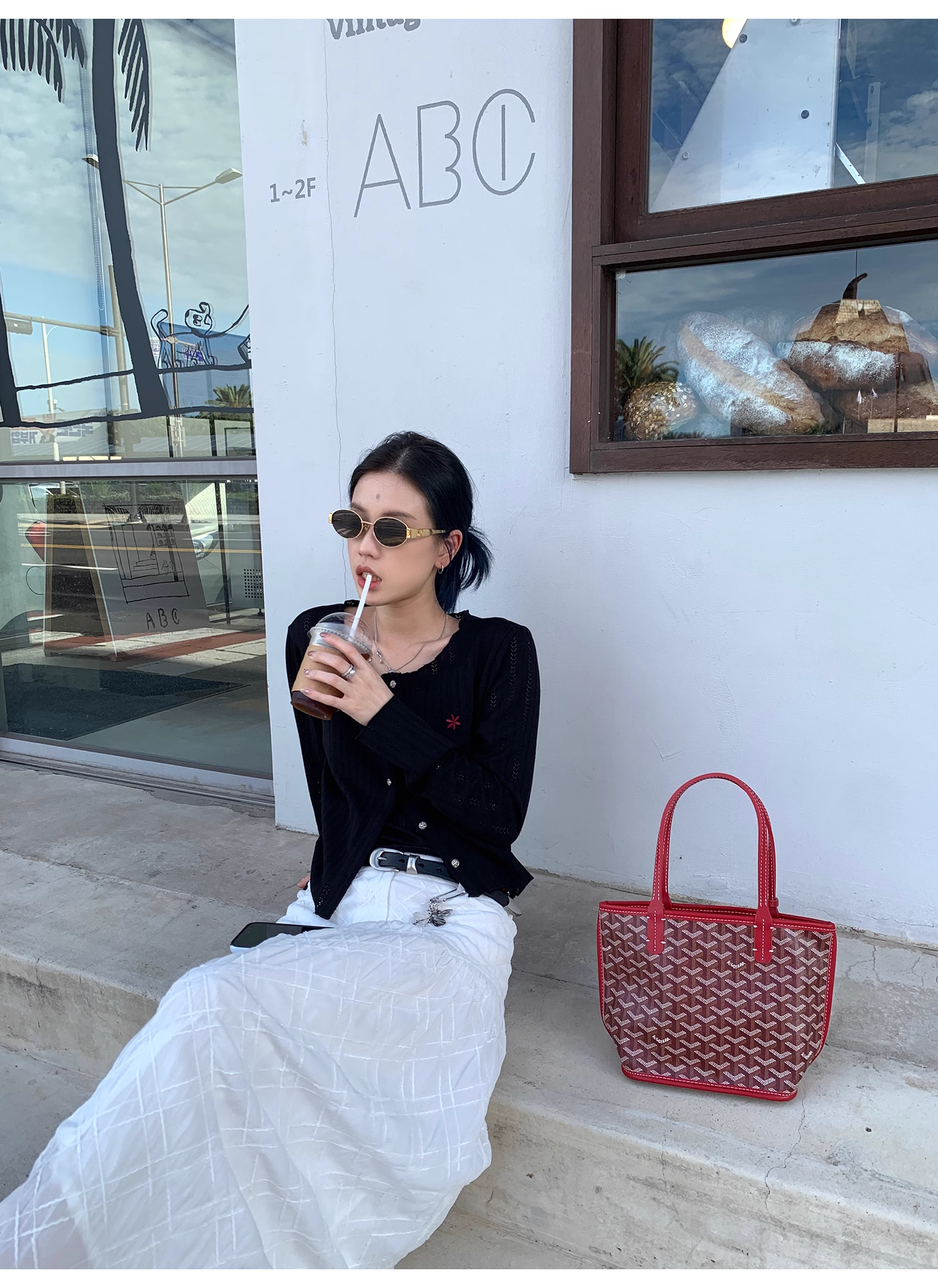 LelyMooch   立体格子柄 ホワイトスカート  LEM040