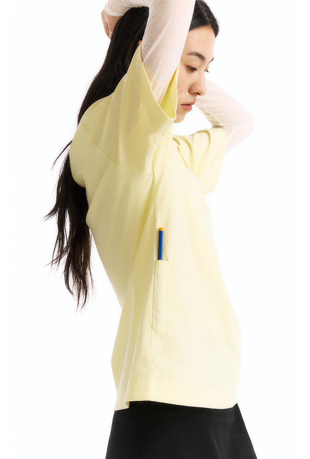 ヘンリーネック 半袖Tシャツ隠しポケット付き  LOM065