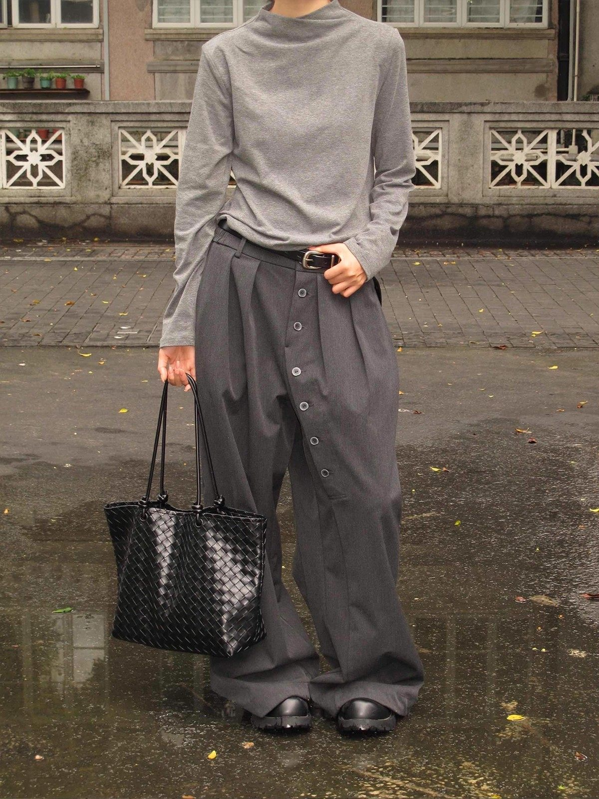 クロスモックネック ジャストショルダー 長袖カットソー  LOM038