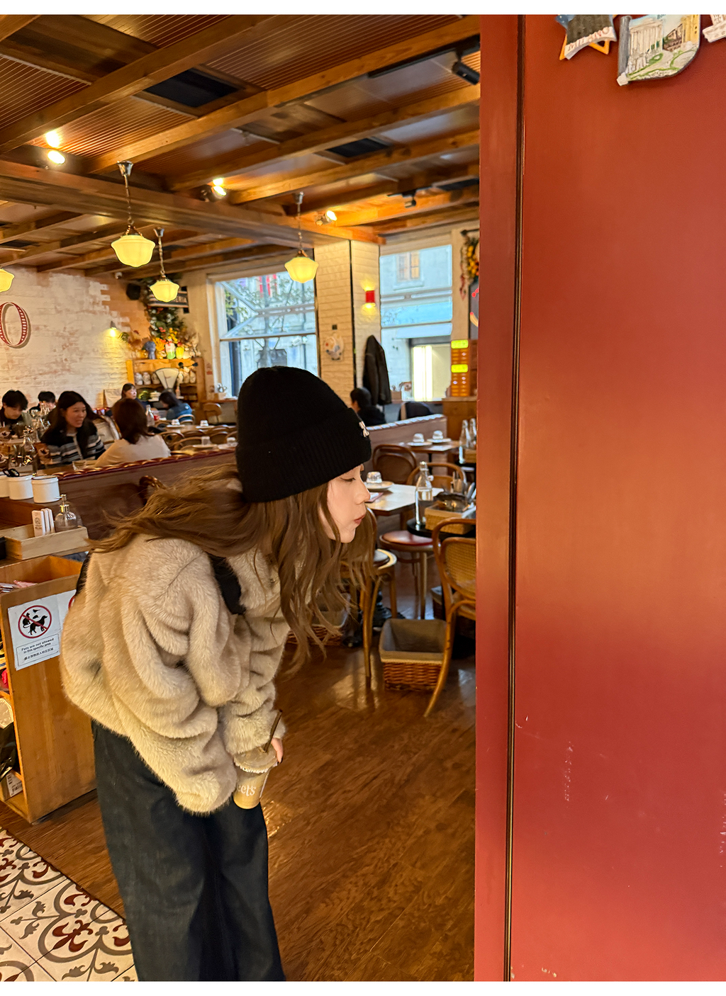 LelyMooch ふわふわエコファーコート｜オートミール  LEM268