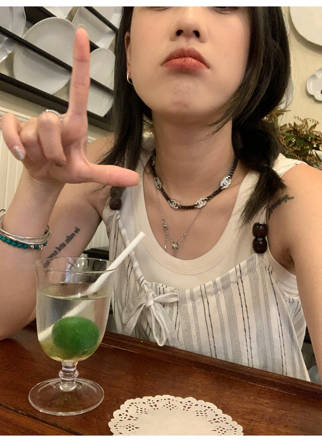LelyMooch  バックレースニットタンクトップ  LEM073