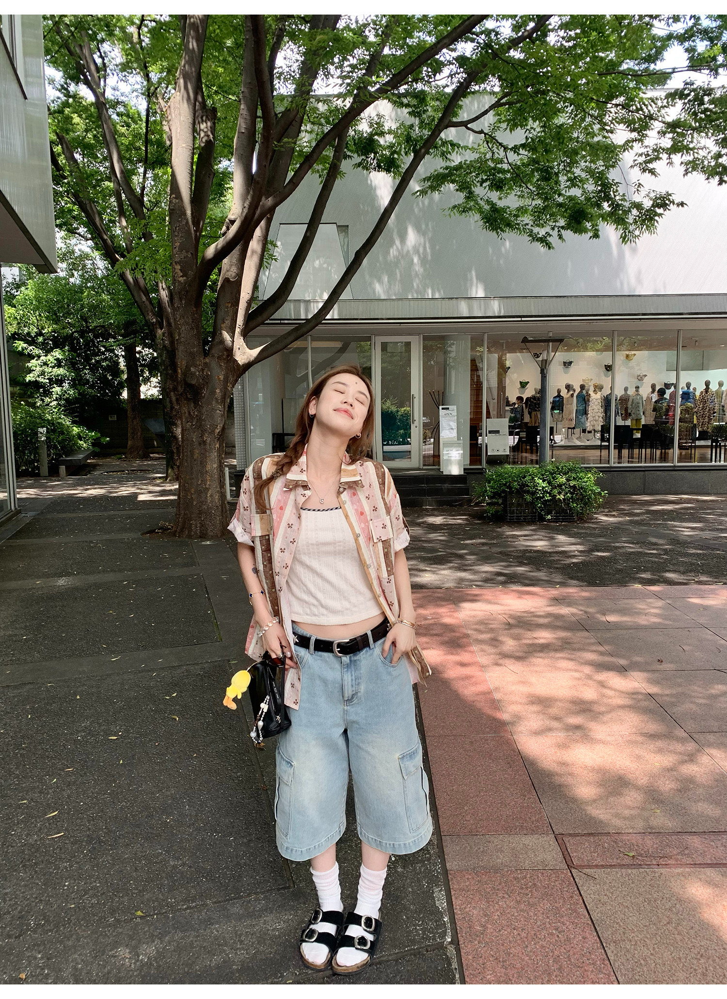 LelyMooch ハート×クローバー柄シャツ  LEM185