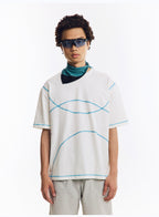 配色ライン半袖Tシャツ  LOM078