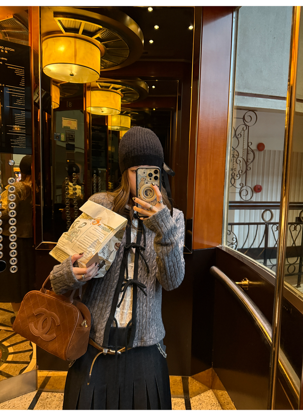 LelyMooch ケーブル調 × 配色リボン ニットトップス LEM276