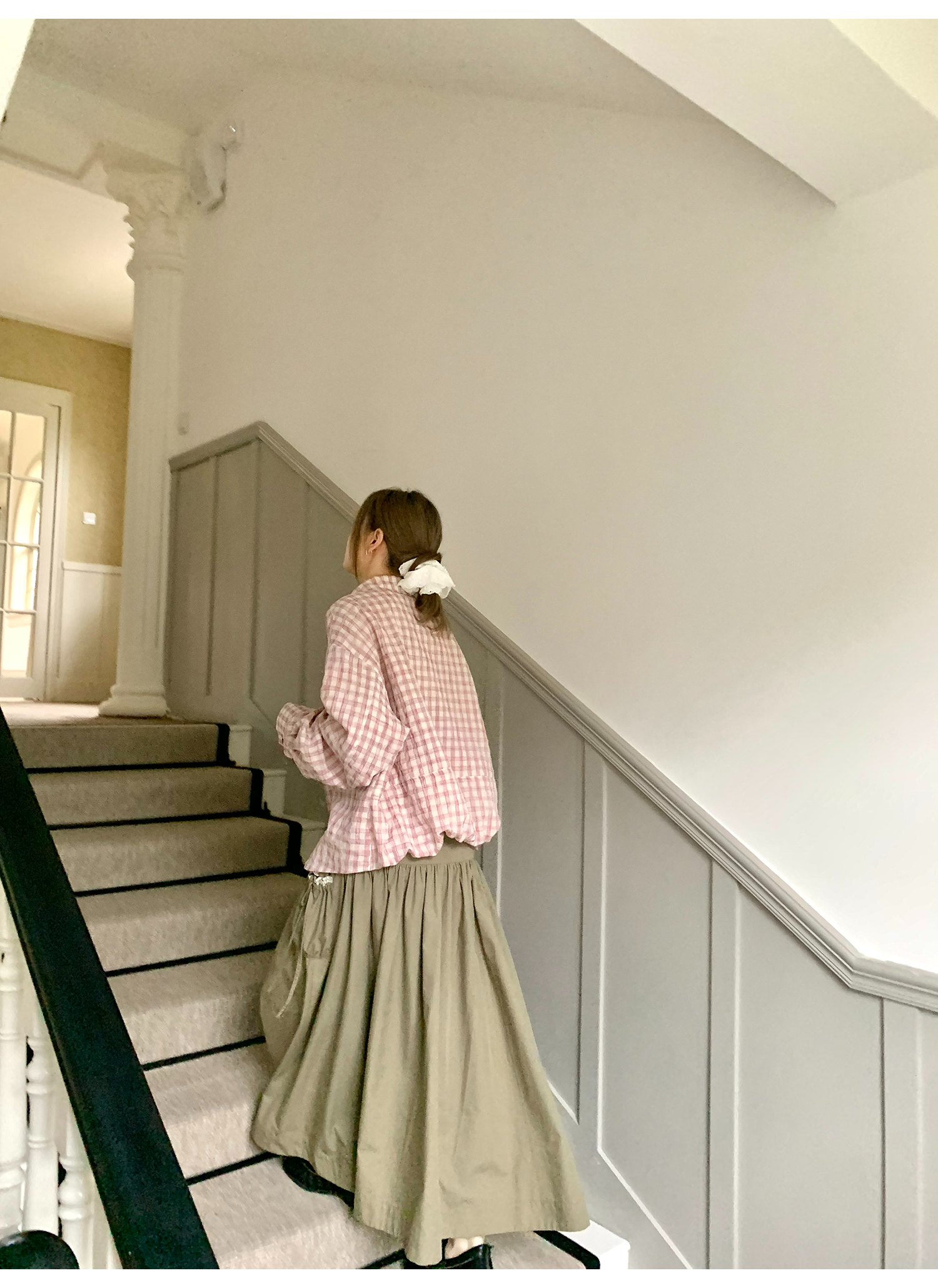 LelyMooch ピンクチェック リネン風　シャツジャケット  LEM119