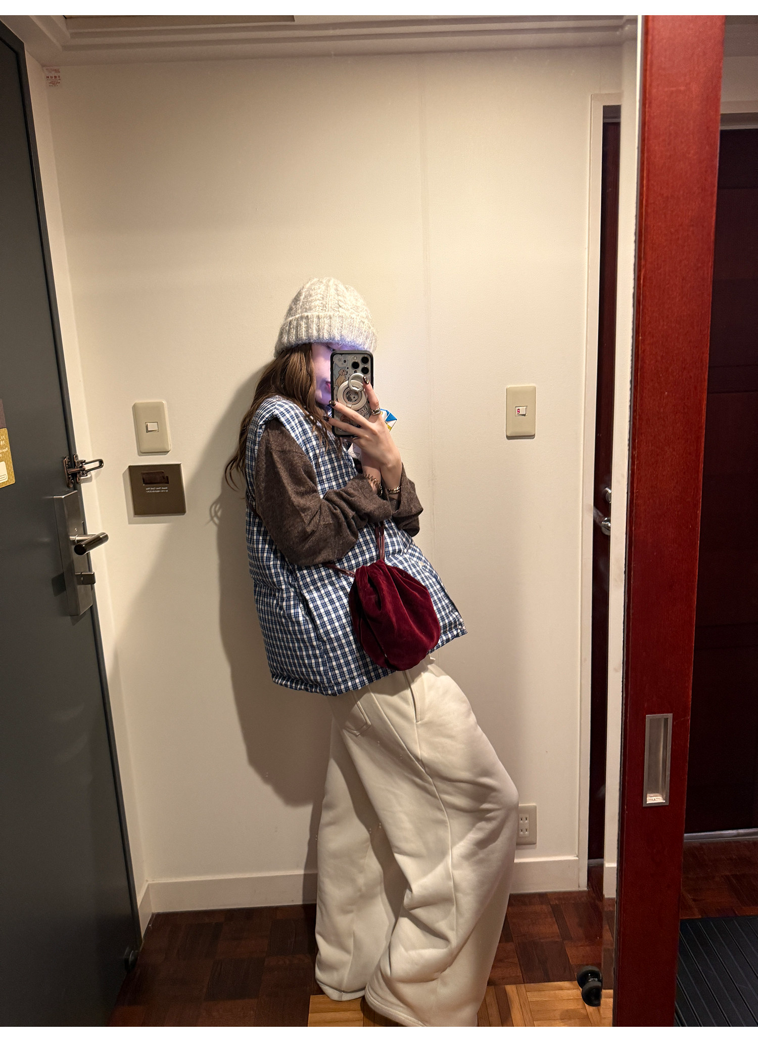 LelyMooch 裏起毛 タックイージーパンツ  LEM286