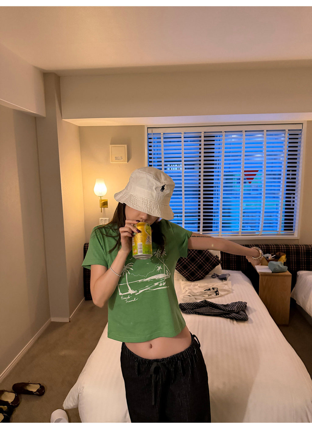 LelyMooch パームツリークロップドTシャツ  LEM376