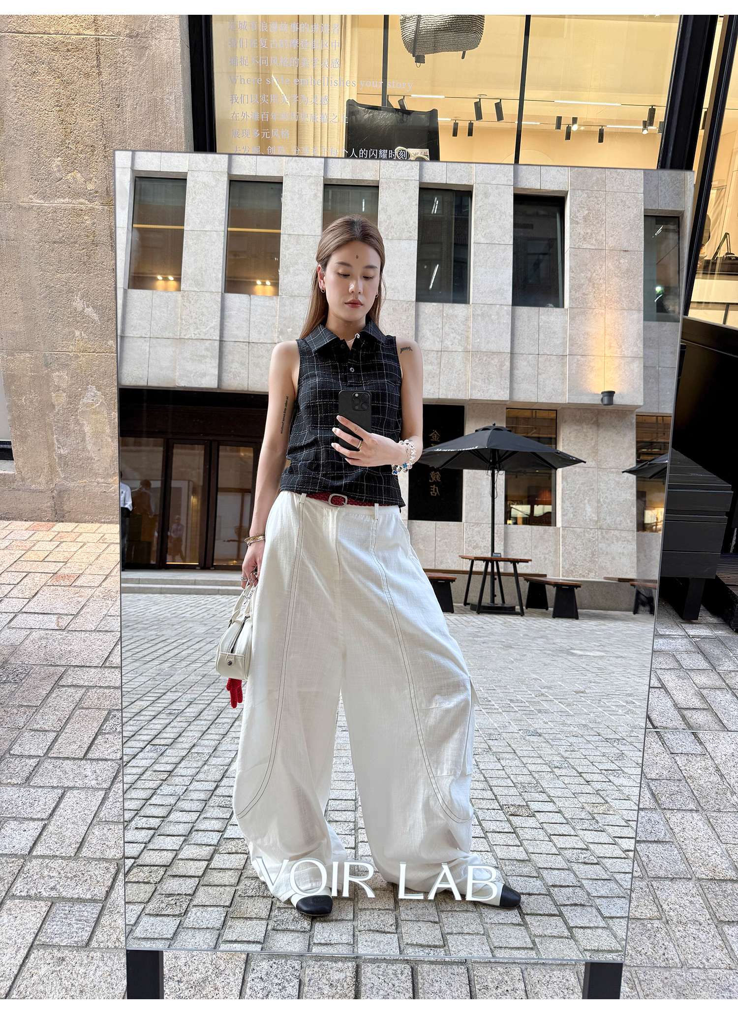 LelyMooch ストリート白ワイルドパンツ  LEM190