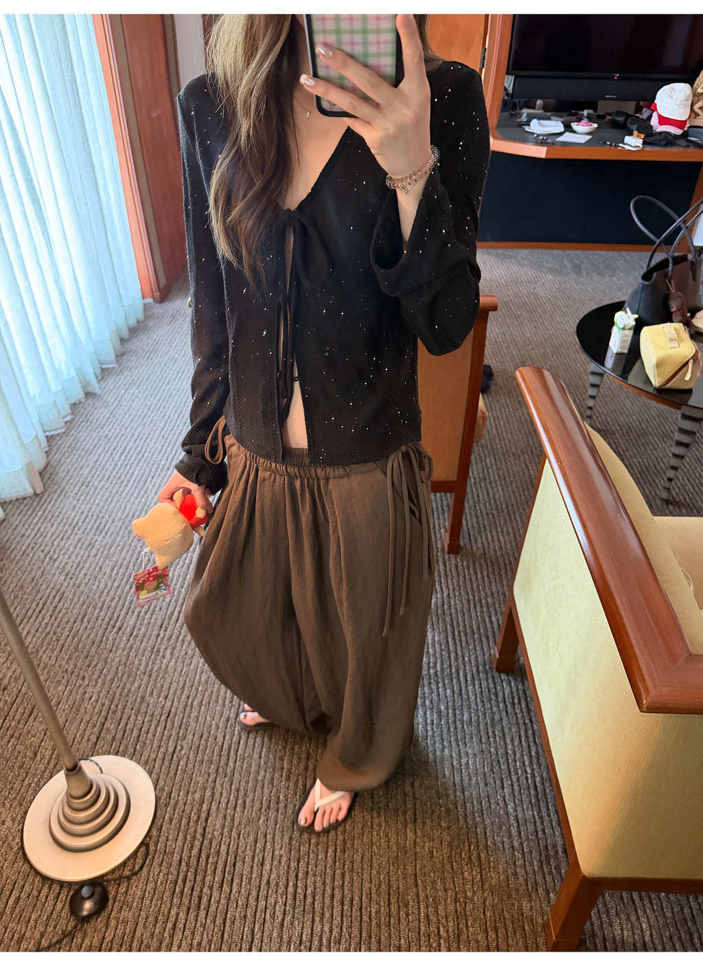 LelyMooch リネン混ドロストワイドパンツ  LEM345