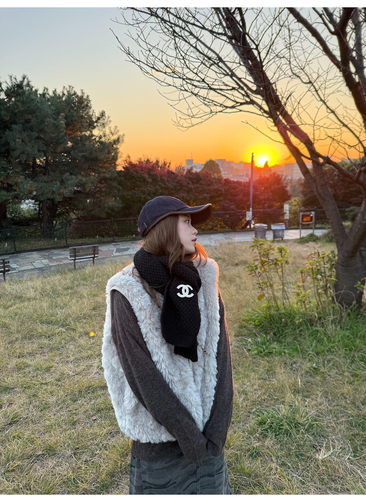 LelyMooch エコファー×ボア リバーシブルショートジレ  LEM279