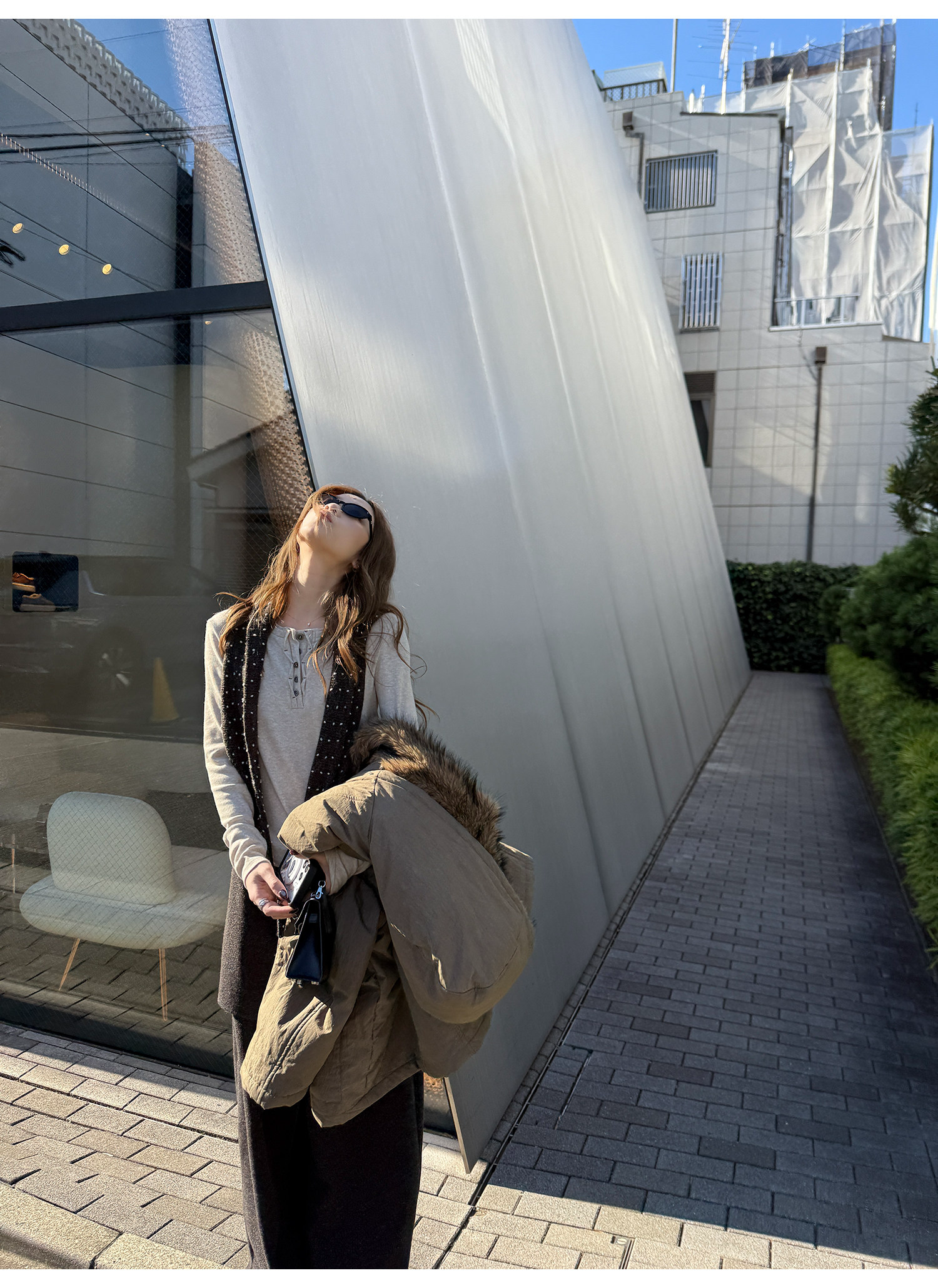 LelyMooch リブ調 ウール風 ヘンリーネックトップス  LEM290