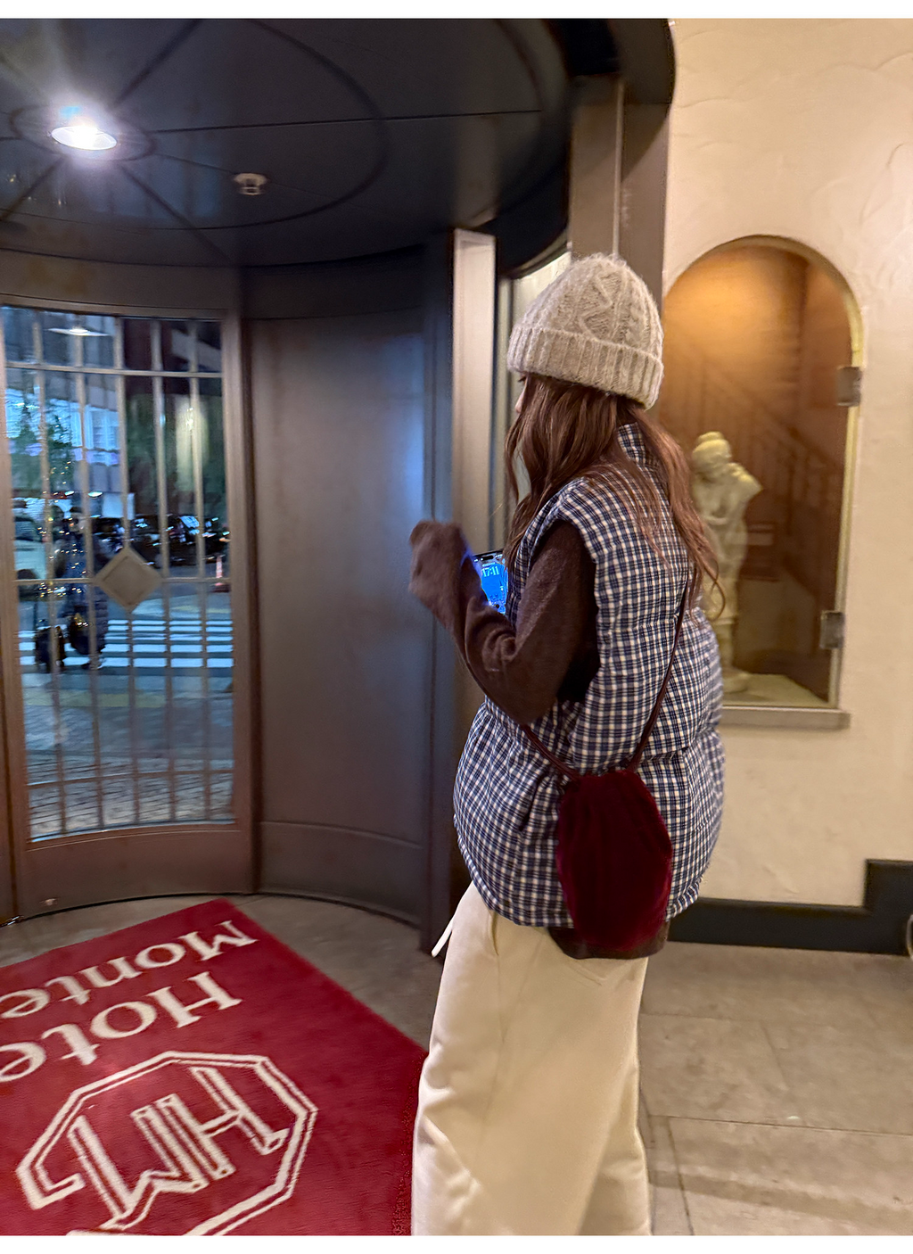 LelyMooch ギンガムチェック スタンドカラー ダウンベスト  LEM291