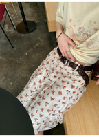 LelyMooch Retro Floral Pleated Chiffon Skirt LEM143