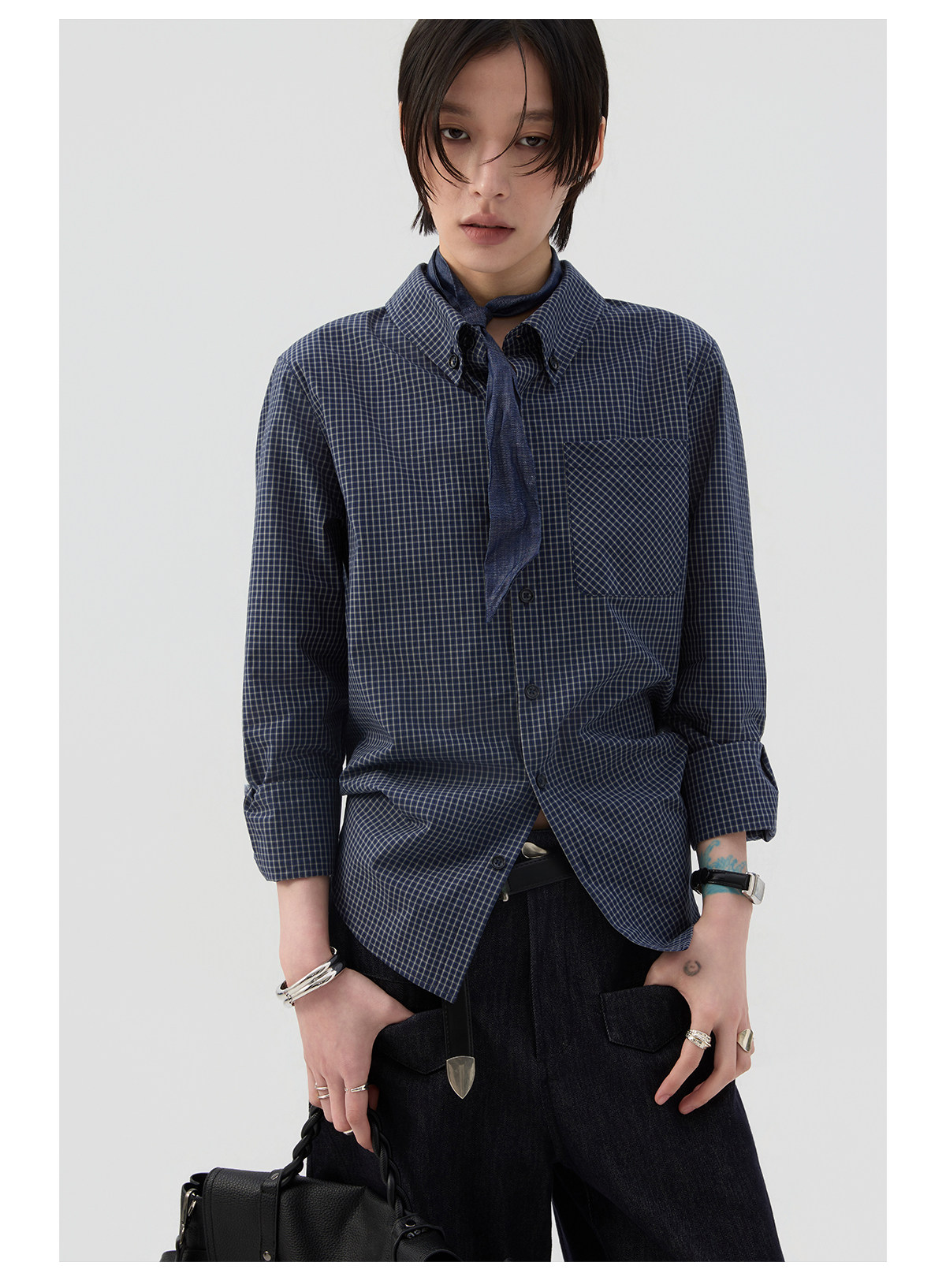 細格子 レギュラーシャツ  LOM044