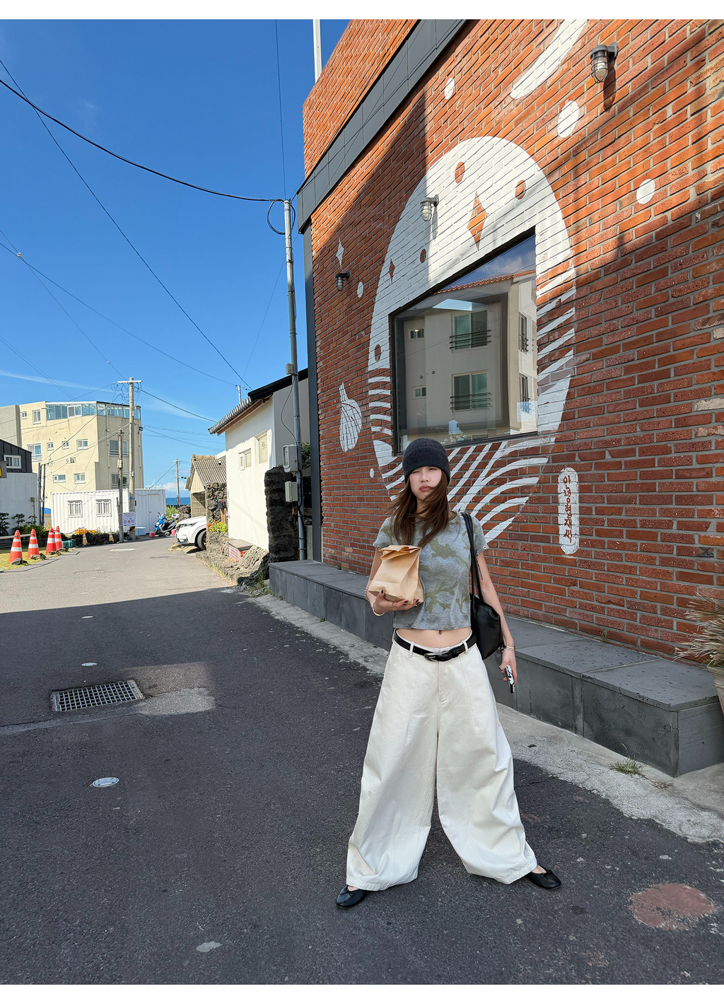 LelyMooch ネップ生地 立体ワイドパンツ  LEM394