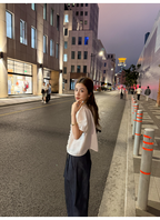 LelyMooch ぽこぽこストライプ パフスリーブ フリルブラウスLEM362