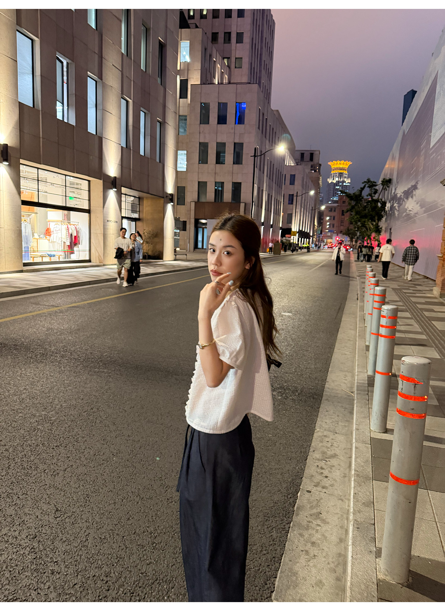 LelyMooch ぽこぽこストライプ パフスリーブ フリルブラウスLEM362