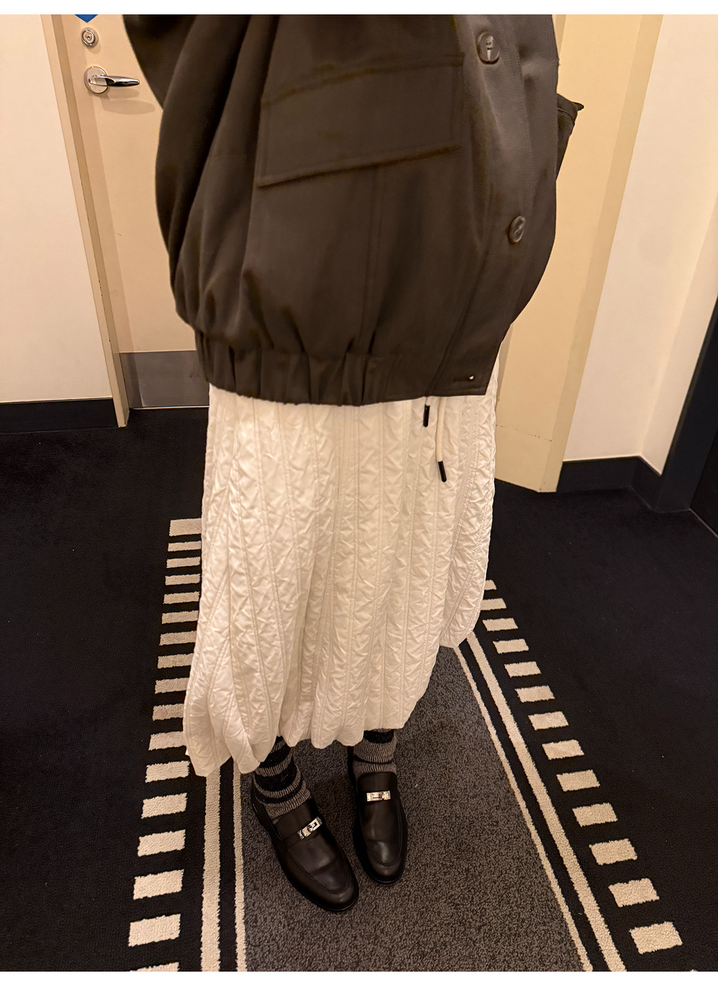 LelyMooch ドロスト ロングスカート シワ感素材 前後差  LEM288