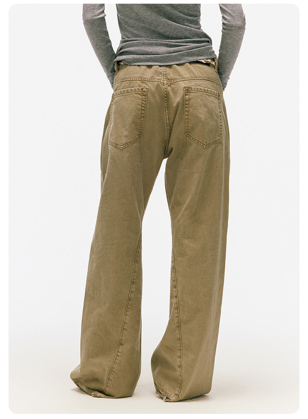 ムラ感デニム 断ち切り仕様 紐プレゼント イージーワイドパンツ LOM041