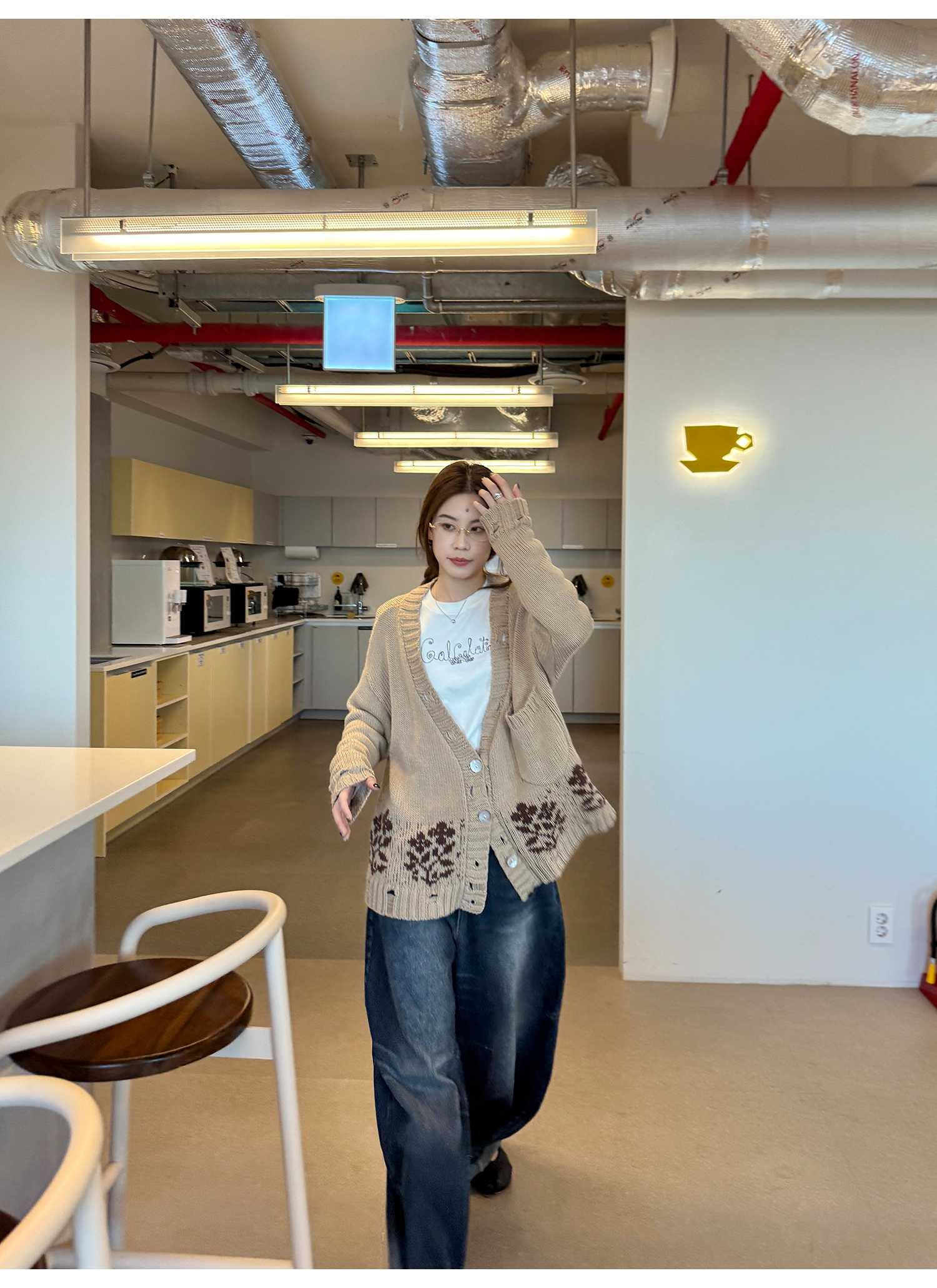 LelyMooch ヴィンテージ風 猫爪ワイドパンツ  LEM225