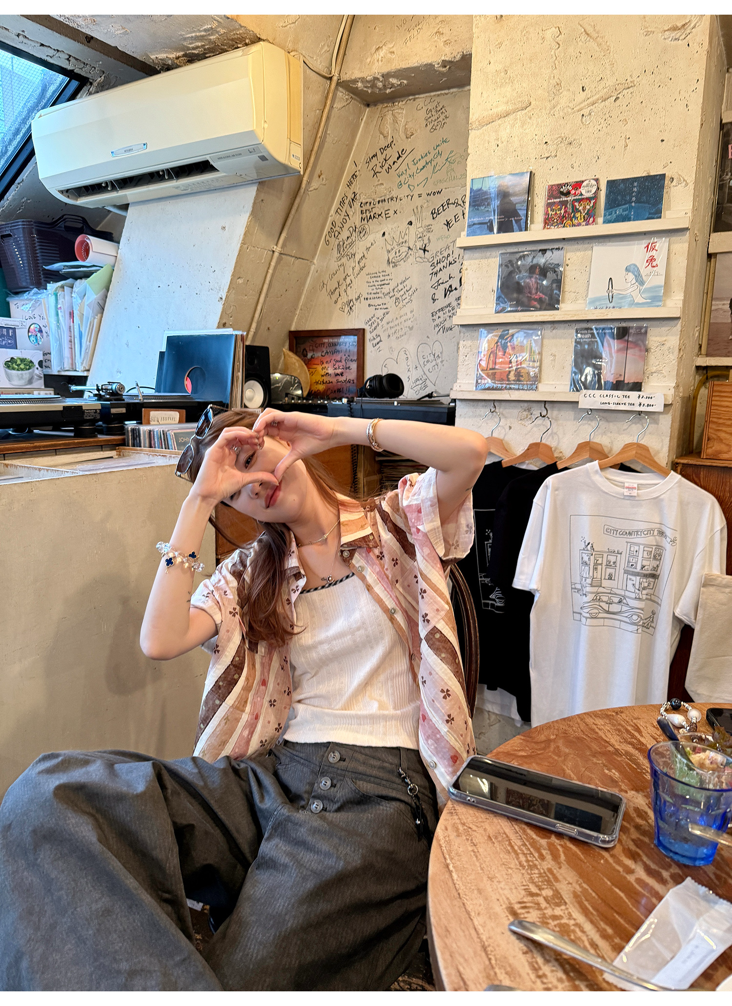 LelyMooch ハート×クローバー柄シャツ  LEM185