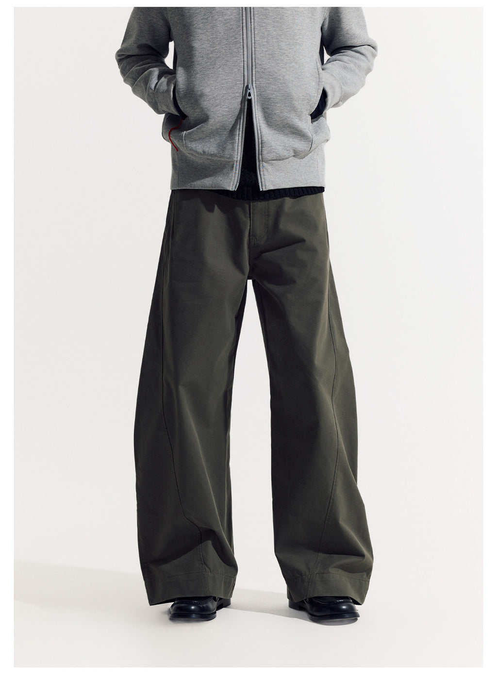 LOM030同型 軽やかな春夏素材 立体カーブワイドパンツ  LOM051