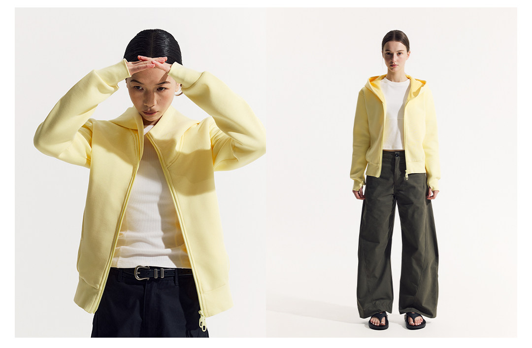 斜めジップ ダンボール素材 パーカー  LOM048