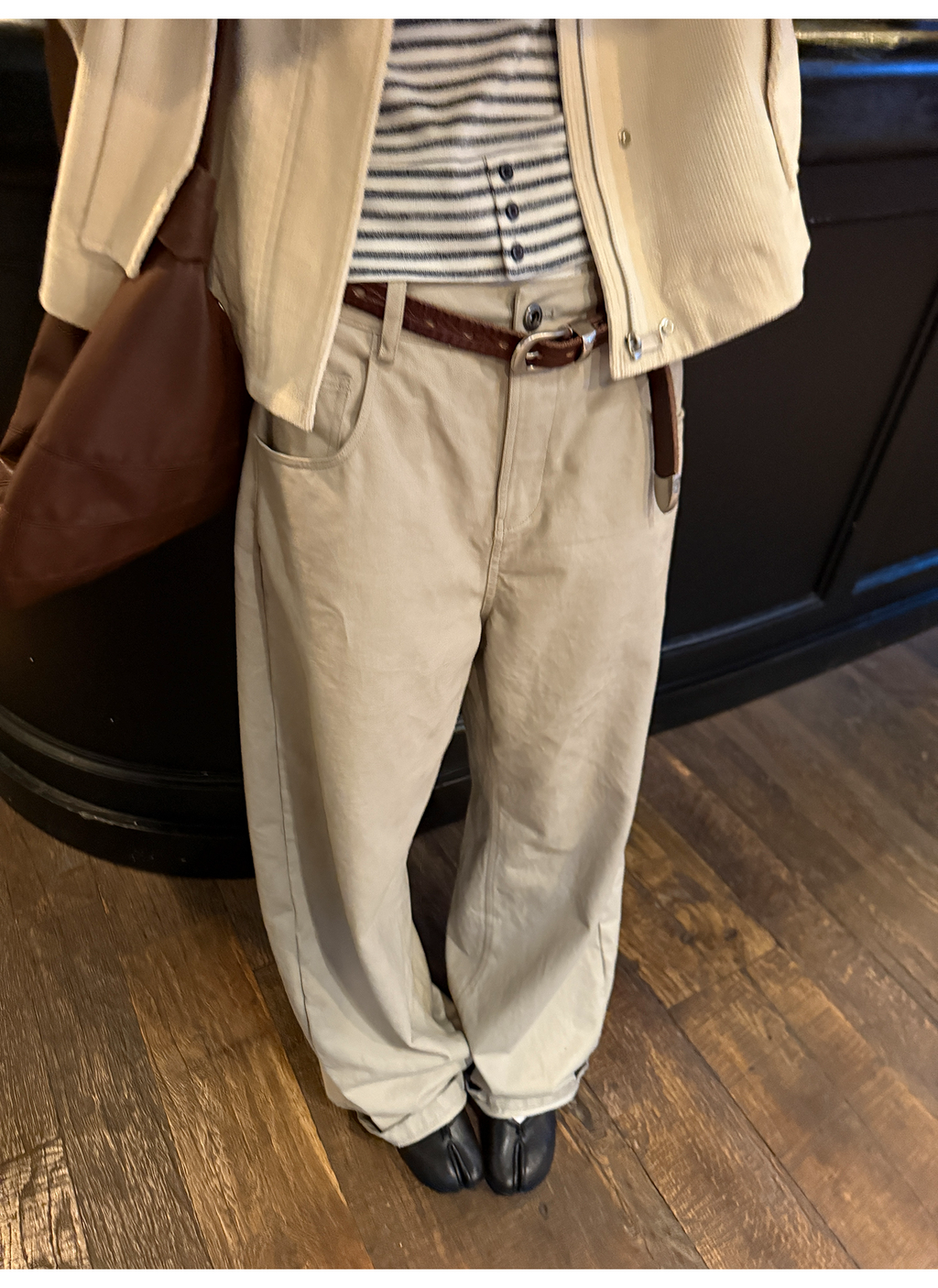 LelyMooch ウォッシュ加工×スタッズワイドパンツ　LEM243