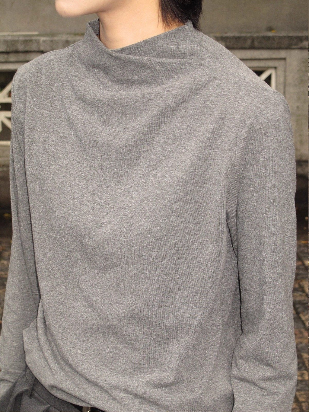 クロスモックネック ジャストショルダー 長袖カットソー  LOM038