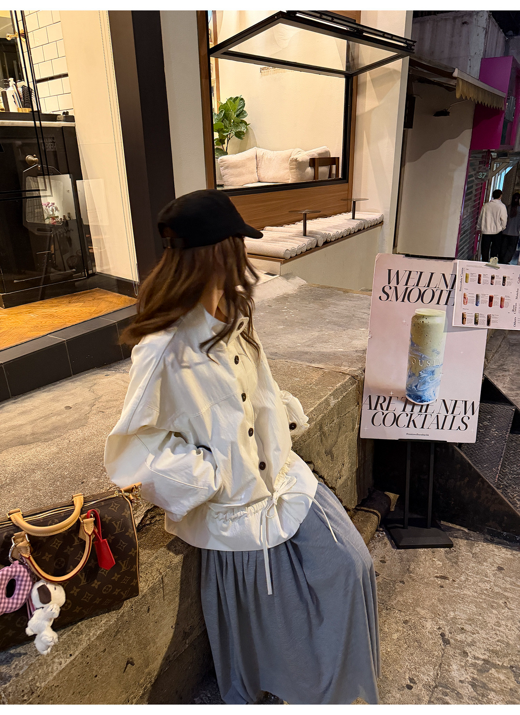 LelyMooch 立ち襟 ドロスト ミドル丈コート  LEM317