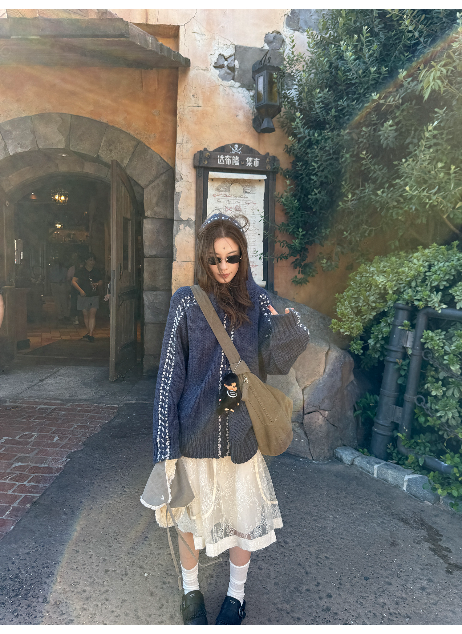 LelyMooch ケーブル編み×バイカラーフーディ  LEM246