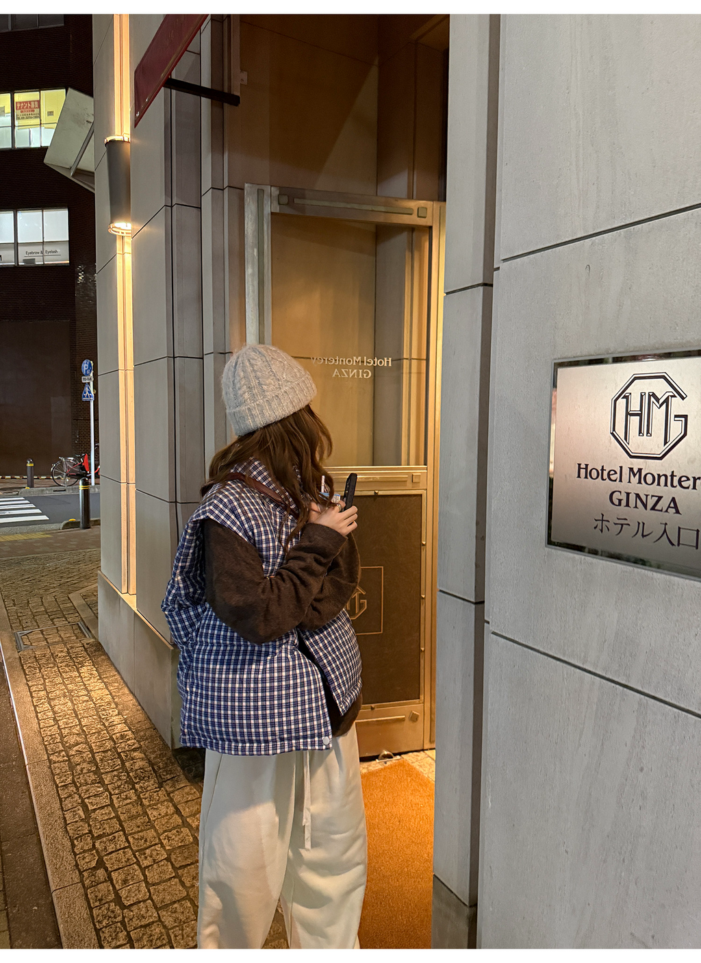 LelyMooch ギンガムチェック スタンドカラー ダウンベスト  LEM291