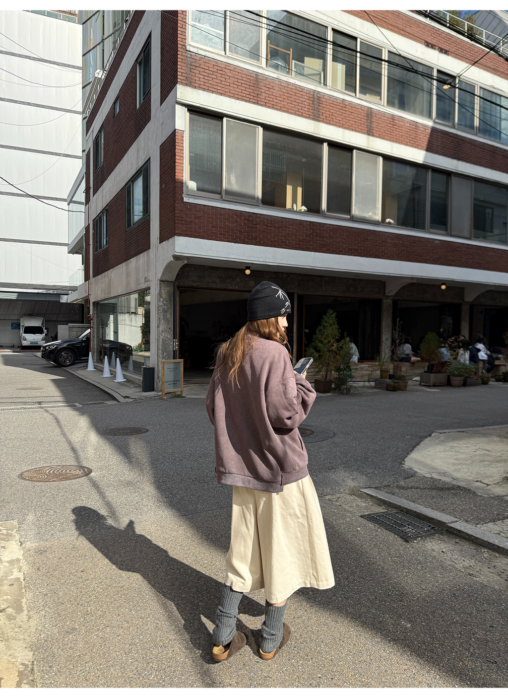 LelyMooch 起毛コットン ベージュクロップドパンツ  LEM255