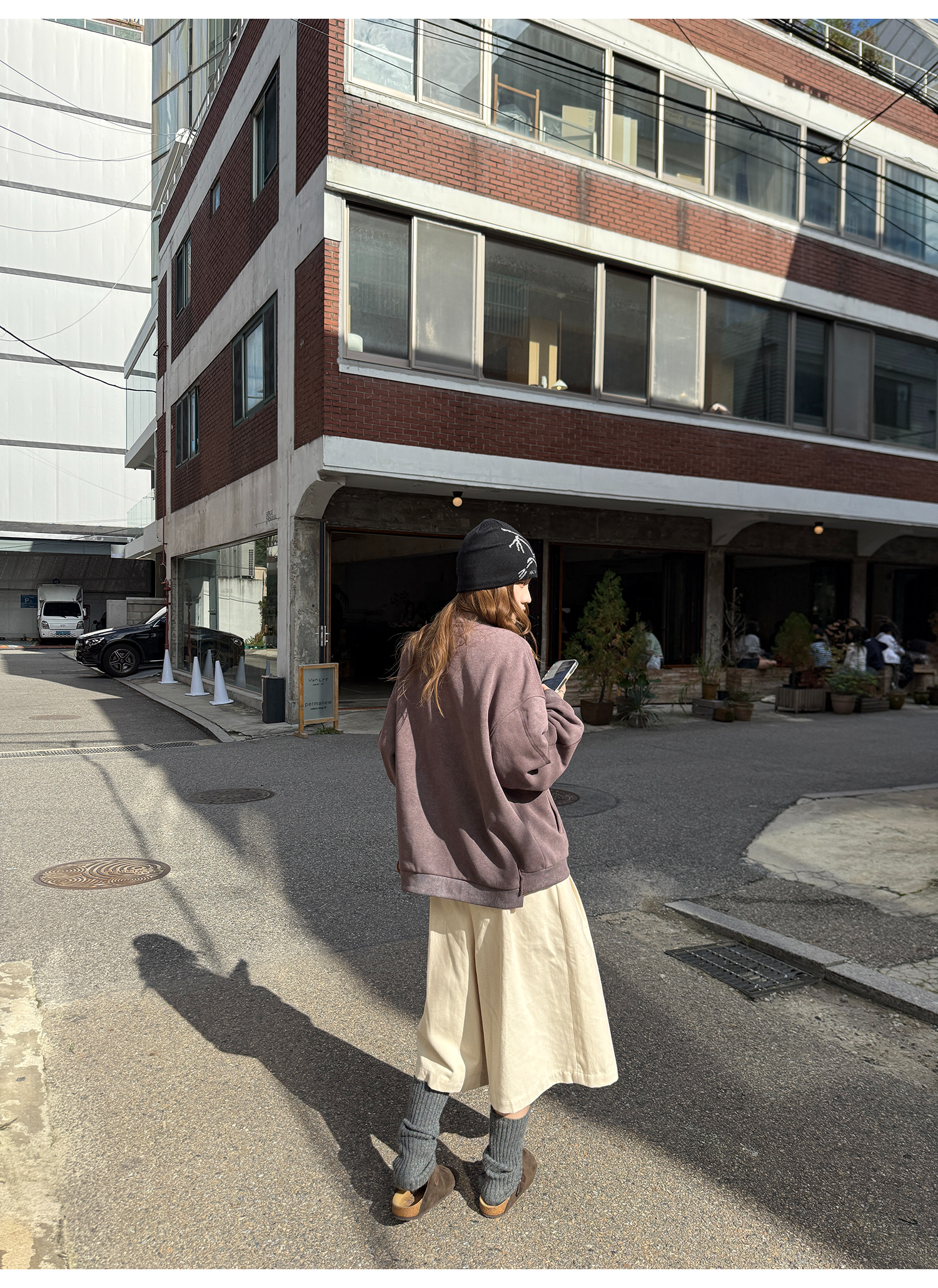 LelyMooch 起毛コットン ベージュクロップドパンツ  LEM255