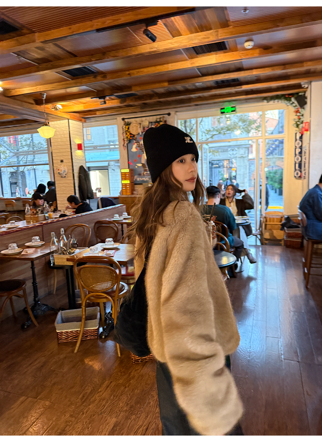 LelyMooch ふわふわエコファーコート｜オートミール  LEM268