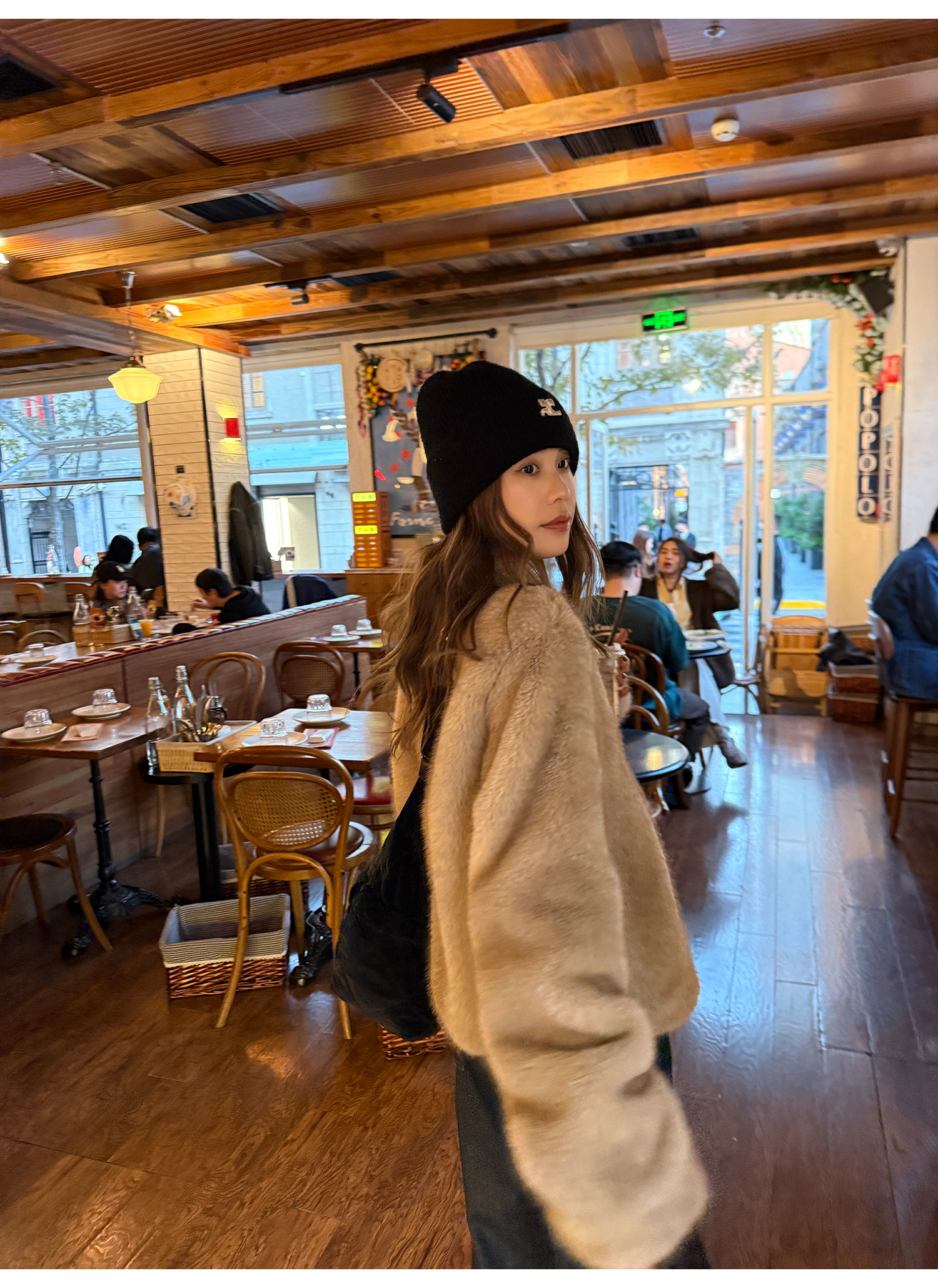 LelyMooch ふわふわエコファーコート｜オートミール  LEM268