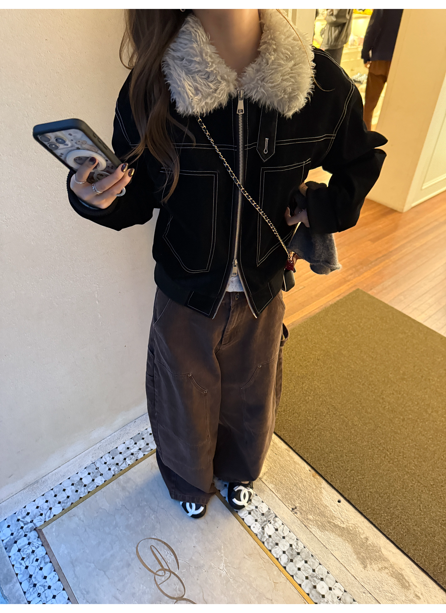 LelyMooch ステッチライン ファージャケット  LEM274