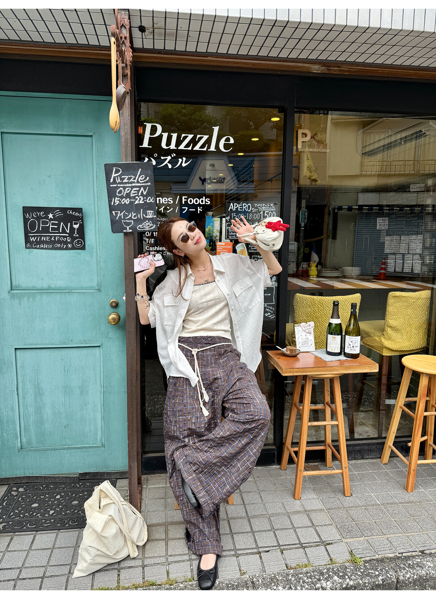 LelyMooch 1年中使える！ヴィンテージ風ワイドパンツ  LEM186