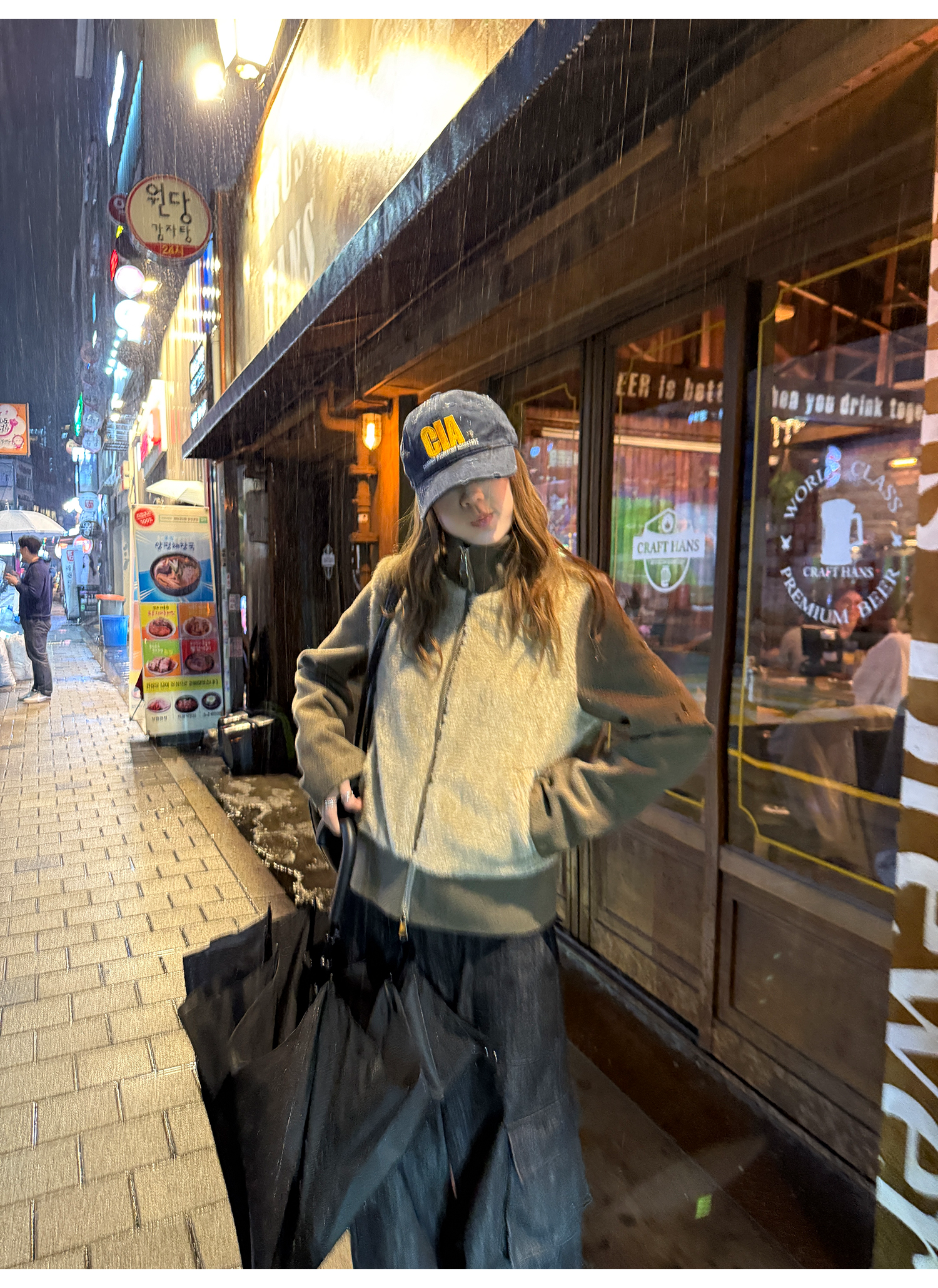 LelyMooch フェイクファー切り替え立ち襟コート  LEM252