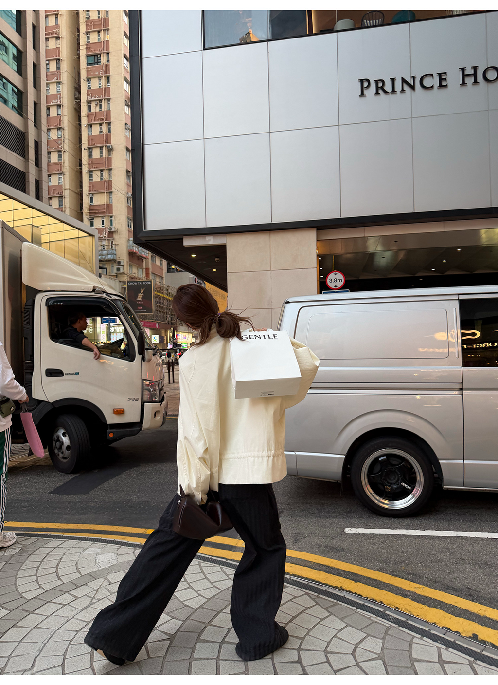 LelyMooch 黒グレー縞柄 すっきりストレートデニム　LEM319