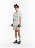 配色ライン半袖Tシャツ  LOM078